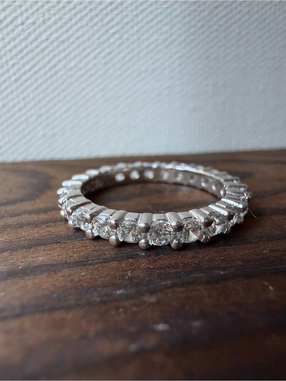 Sterling Silver CZ Eternity Band Ring Size 7 Stacking Band